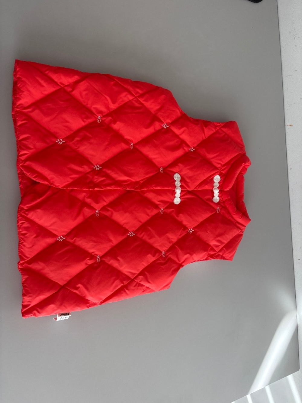 Brand New Girls' Quilted Vest (Age 4) - Bright Red with Traditional Details
